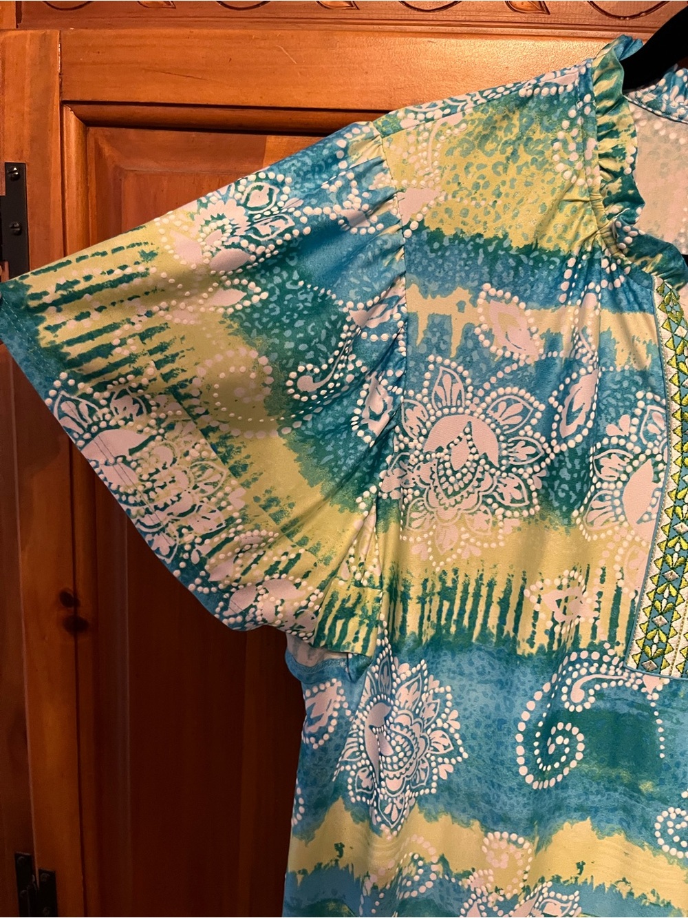 Ruby Rd. Women's Teal & Lime Short Sleeve Top Petite Large - Picture 3 of 7